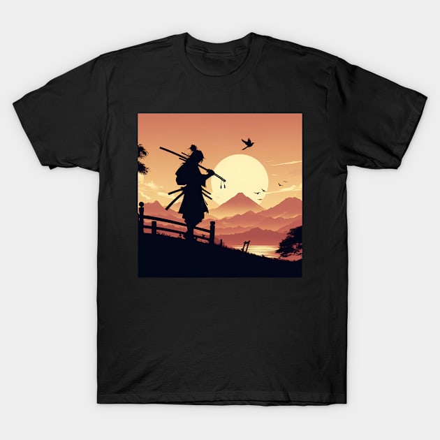 Samurai Silhouette #27 T-Shirt by kreasioncom